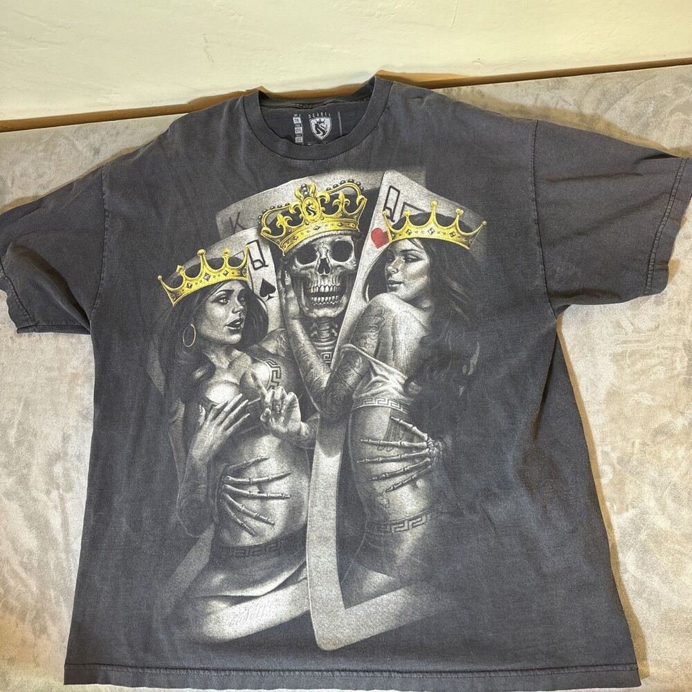 Ogabel 2XL Black T Shirt King Queen Skull Mens Street Fashion Made in USA